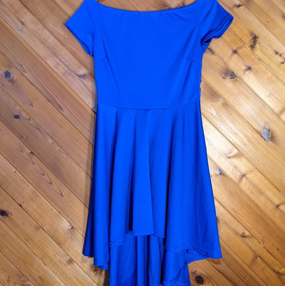 Blue, High-Low Dress - Picture 3 of 7